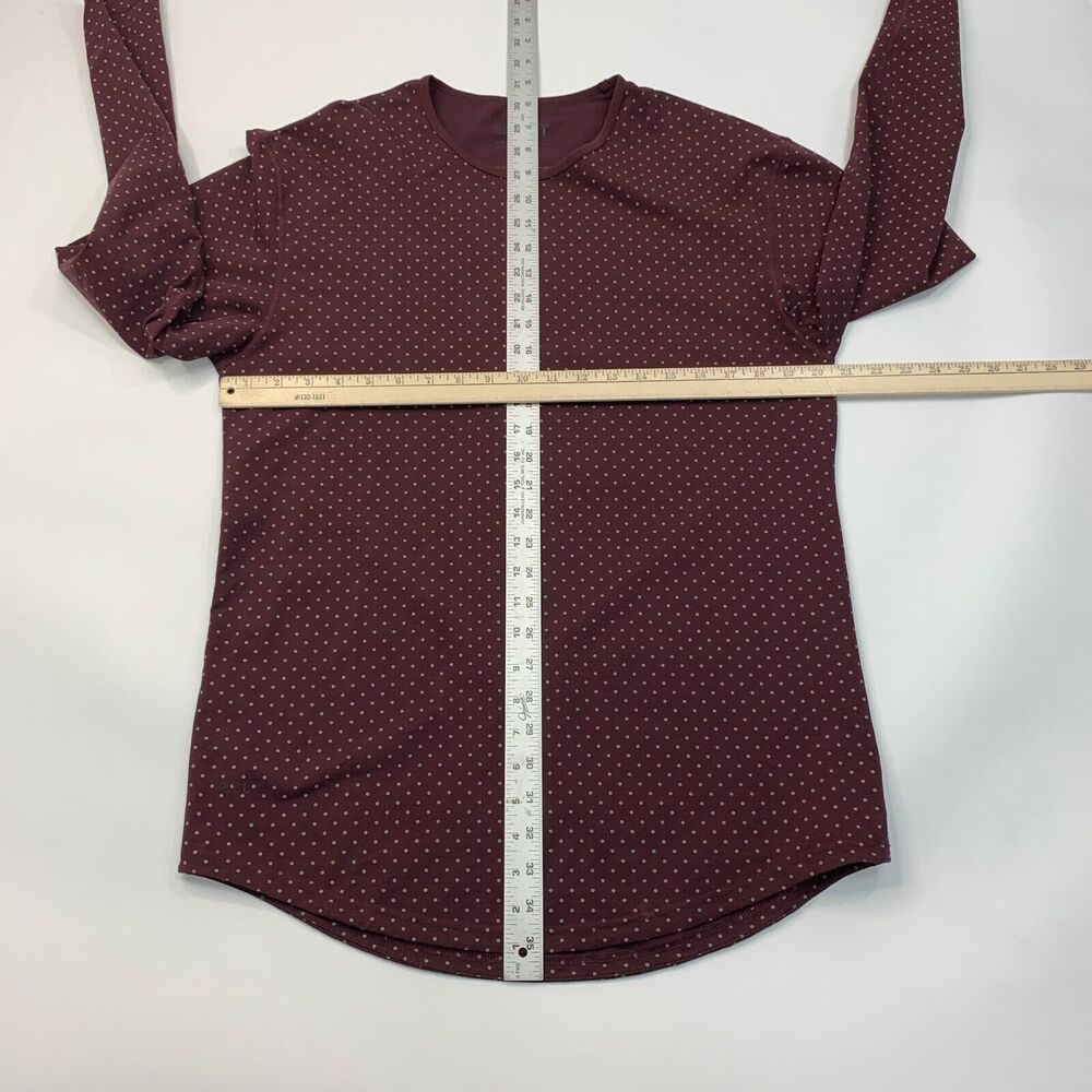 BYLT Shirt Mens L Large Maroon Grey Polka Dot Drop Cut Long Sleeve Crew Stretch - Picture 6 of 10